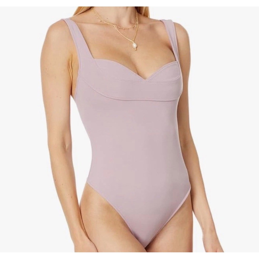 Free People Intimately Duo Corset Cami Bodysuit Dusty Lilac Sweetheart Neck S